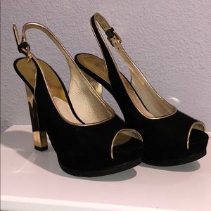 Michael Kors Velvet platforms with gold trim